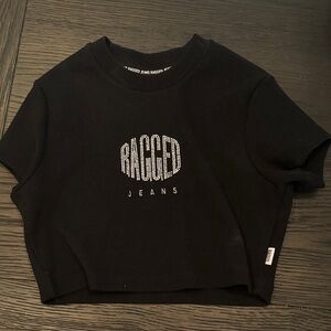 RAGGED Jeans Black Ribbed Crop Tee